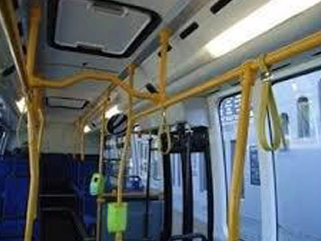 Detail of bus interior handrails